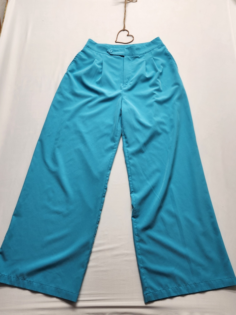 ⭐️Fashion Nova High Waisted Pants Turquoise Blue Wide Leg Trousers Large Office